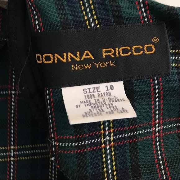 Donna Ricco Vintage Green Plaid Long Sleeve Dress - Picture 8 of 8